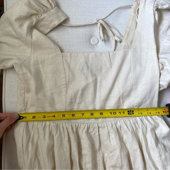 GAP Linen Blend Cream Puff Sleeve Mini Dress M - Picture 12 of 14